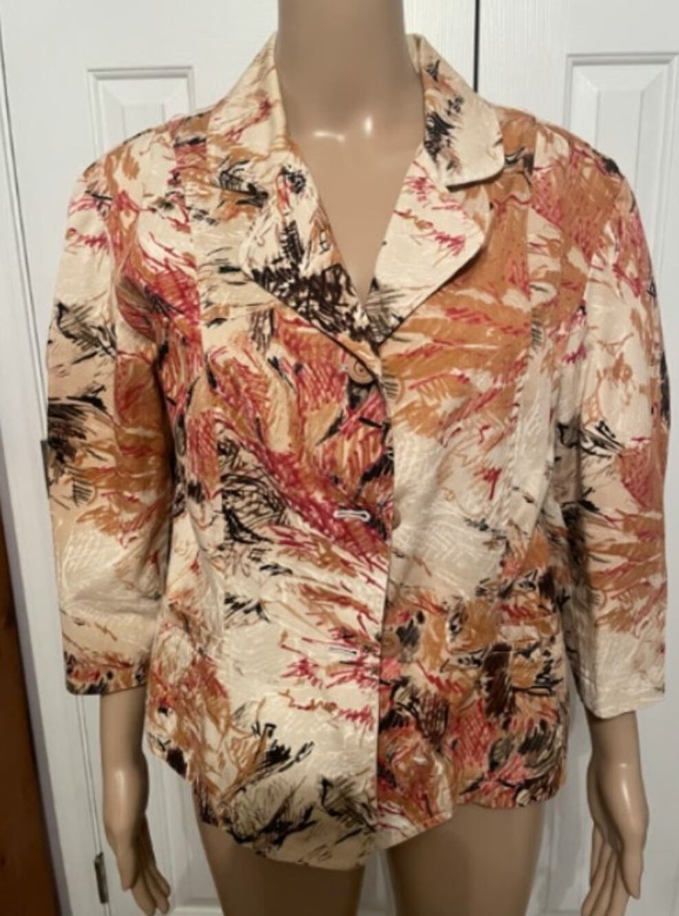 Vintage Coldwater Creek Blazer-Style Printed Jacket, Size PXL
